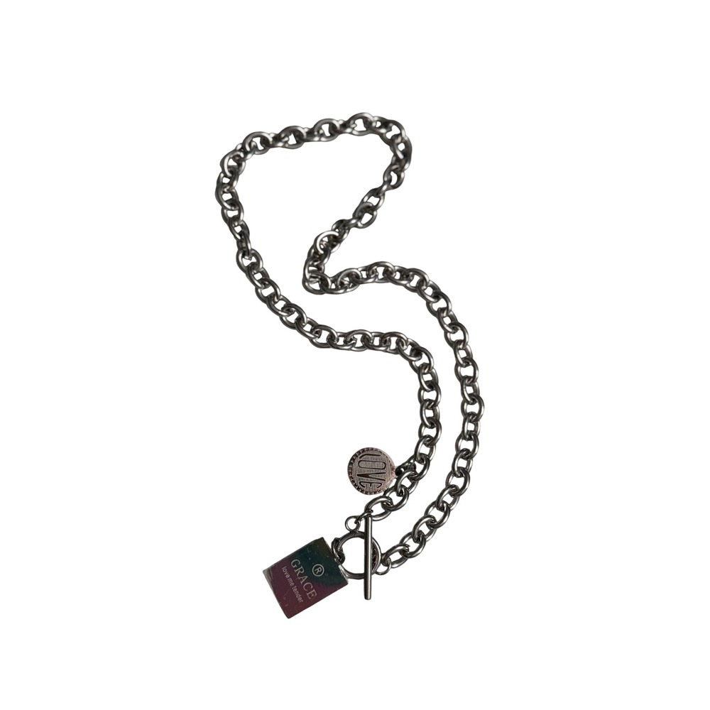 Miamy Grace Love Me Tender Necklace 19.5" Gunmetal‎ Chunky Chain Toggle Love New